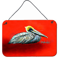 "Caroline's Treasures Sitting Brown Pelican Wall or Door Hanging Prints MW1232DS812, 8"" x 12"""