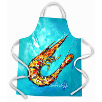 "Caroline's Treasures MW1242APRON All That Jazz Teal Shrimp Apron, Large, Multicolor"