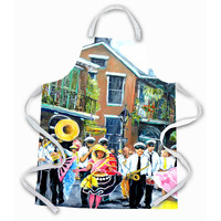 "Caroline's Treasures MW1246APRON New Orleans French Quarter Frolic Apron, Large, Multicolor"