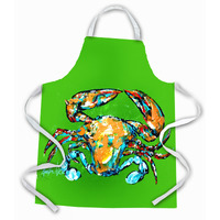 "Caroline's Treasures MW1264APRON Wide Load Crab Apron, Large, Multicolor"
