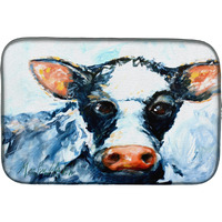 "Caroline's Treasures MW1273DDM Lick Black and White Cow dish-drying-mats, 14 x 21, Multicolor"