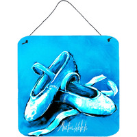 "Caroline's Treasures Ballet Shoes Aqua Blue Door Hanging Prints wall-decor, Multicolor"