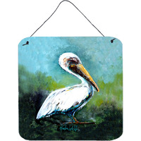 "Caroline's Treasures Blue Stand White Pelican Door Hanging Prints wall-decor, Multicolor"