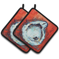 "Caroline's Treasures MW1321PTHD Char Broiled Oyster Pair of Pot Holders potholders, Multicolor"