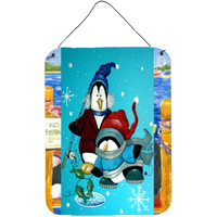 "Caroline's Treasures PJC1020DS1216 Something's Fishy Christmas Penguin Wall or Door Hanging Prints, 16 x 12"", Multicolor"