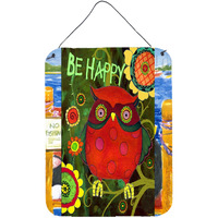 "Caroline's Treasures PJC1027DS1216 Be Happy Oh Yeah Owl Wall or Door Hanging Prints, 16 x 12"", Multicolor"