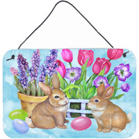 "Caroline's Treasures PJC1066DS812 New Beginnings Easter Rabbit Wall or Door Hanging Prints, 8 x 12"", Multicolor"