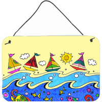 "Caroline's Treasures PJC1105DS812 Summer Sail Away Sailboats Wall or Door Hanging Prints, 8 x 12"", Multicolor"