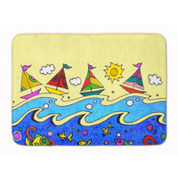 "Caroline's Treasures Summer Sail Away Sailboats Floor Mat, 19"" x 27"", Multicolor"