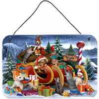 "Caroline's Treasures PTW2024DS812 Animals Opening Christmas Presents Wall or Door Hanging Prints, 8 x 12"", Multicolor"