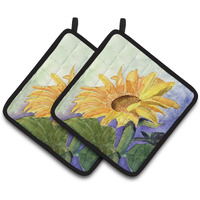 "Caroline's Treasures Flower - Sunflower Pair of Pot Holders RDR2001PTHD, 7.5HX7.5W, Multicolor"