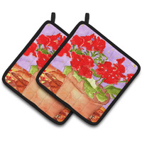 "Caroline's Treasures Flower - Geranium Pair of Pot Holders RDR2004PTHD, 7.5HX7.5W, Multicolor"