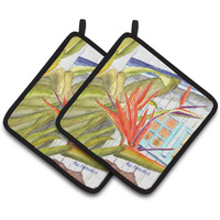 "Caroline's Treasures Flower - Bird of Paradise Pair of Pot Holders RDR2005PTHD, 7.5HX7.5W, Multicolor"
