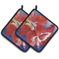 "Caroline's Treasures Flower - Amaryllis Pair of Pot Holders RDR2007PTHD, 7.5HX7.5W, Multicolor"