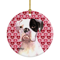 Cooper Love and Hearts Boxer Ceramic Ornament