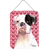 "Caroline's Treasures Cooper Love and Hearts Boxer Aluminium Metal Wall or Door Hanging Prints, 16"" x 12"""
