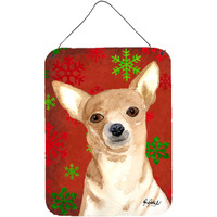 "Caroline's Treasures Red Snowflake Chihuahua Christmas Aluminium Metal Wall or Door Hanging Prints, 16"" x 12"""