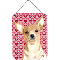 "Caroline's Treasures Chihuahua Love and Hearts Aluminium Metal Wall or Door Hanging Prints, 16"" x 12"""