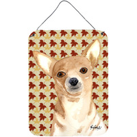 "Caroline's Treasures Chihuahua Fall Leaves Aluminium Metal Wall or Door Hanging Prints, 16"" x 12"""