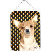 "Caroline's Treasures Candy Corn Chihuahua Halloween Aluminium Metal Wall or Door Hanging Prints, 16"" x 12"""