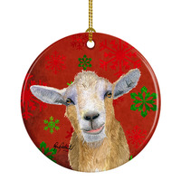 Goat Candy Cane Holiday Christmas Ceramic Ornament RDR3024CO1