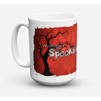 "Caroline's Treasures SB3008CM15 Welcome To Spooks Ville Halloween Microwavable Ceramic Coffee Mug, 15 oz, Multicolor"