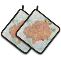 "Caroline's Treasures Coral Pink Pair of Pot Holders SB3023PTHD, 7.5HX7.5W, Multicolor"