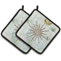 "Caroline's Treasures Shells Navagation star Pair of Pot Holders SB3024PTHD, 7.5HX7.5W, Multicolor"