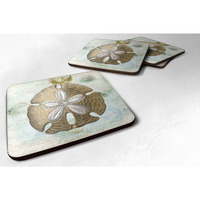 "Caroline's Treasures SB3025FC Sand Dollar Foam Coasters (Set of 4), 3.5"" H x 3.5"" W, Multicolor"