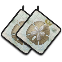 "Caroline's Treasures Sand Dollar Pair of Pot Holders SB3025PTHD, 7.5HX7.5W, Multicolor"