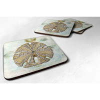 "Caroline's Treasures SB3026FC Sand Dollar Foam Coasters (Set of 4), 3.5"" H x 3.5"" W, Multicolor"