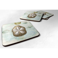 "Caroline's Treasures SB3027FC Sand Dollar Foam Coasters (Set of 4), 3.5"" H x 3.5"" W, Multicolor"