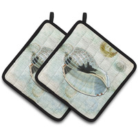 "Caroline's Treasures Shells Pair of Pot Holders SB3028PTHD, 7.5HX7.5W, Multicolor"