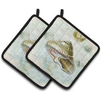 "Caroline's Treasures Shells Pair of Pot Holders SB3030PTHD, 7.5HX7.5W, Multicolor"