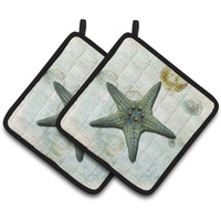 "Caroline's Treasures Starfish Pair of Pot Holders SB3034PTHD, 7.5HX7.5W, Multicolor"