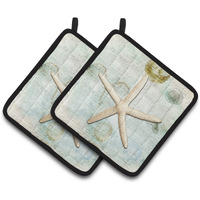 "Caroline's Treasures Starfish Pair of Pot Holders SB3036PTHD, 7.5HX7.5W, Multicolor"