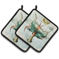 "Caroline's Treasures Mermaids & Mermen Mermaid Tail Pair of Pot Holders SB3039PTHD, 7.5HX7.5W, Multicolor"