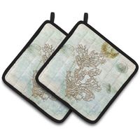 "Caroline's Treasures Coral Pair of Pot Holders SB3040PTHD, 7.5HX7.5W, Multicolor"