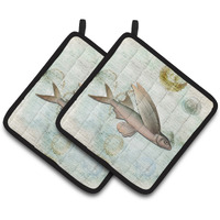 "Caroline's Treasures Fish Pair of Pot Holders SB3042PTHD, 7.5HX7.5W, Multicolor"