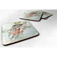 "Caroline's Treasures SB3044FC Jellyfish Foam Coasters (Set of 4), 3.5"" H x 3.5"" W, Multicolor"