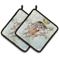 "Caroline's Treasures Jellyfish Pair of Pot Holders SB3044PTHD, 7.5HX7.5W, Multicolor"