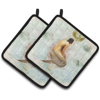 "Caroline's Treasures Mermaids & Mermen Pair of Pot Holders SB3045PTHD, 7.5HX7.5W, Multicolor"