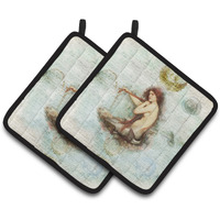 "Caroline's Treasures Mermaids & Mermen Pair of Pot Holders SB3047PTHD, 7.5HX7.5W, Multicolor"