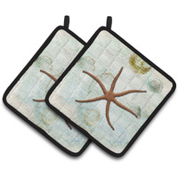 "Caroline's Treasures Starfish Pair of Pot Holders SB3048PTHD, 7.5HX7.5W, Multicolor"