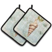 "Caroline's Treasures Shells Pair of Pot Holders SB3049PTHD, 7.5HX7.5W, Multicolor"