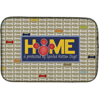 "Caroline's Treasures Home is protected by spoiled rotten dogs Dish Drying Mat, 14 x 21, Multicolor"