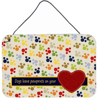 "Caroline's Treasures Dogs Leave Paw Prints on Your Heart Wall or Door Hanging Prints, 8 x 12"""