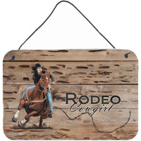 "Caroline's Treasures Rodeo Cowgirl Barrel Racer Wall or Door Hanging Prints, 8 x 12"""