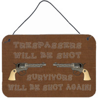 "Caroline's Treasures Trespassers will be Shot Wall or Door Hanging Prints, 8 x 12"""