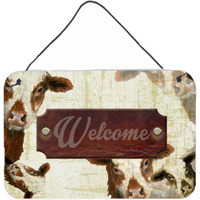 "Caroline's Treasures Welcome Cow Aluminum Metal Wall or Door Hanging Prints, 8 x 12"""